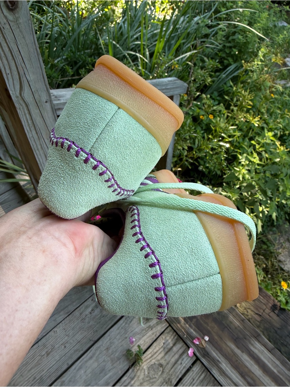 adidas Gazelle Women’s Mint Green & Purple Suede Sneakers - Picture 8 of 11
